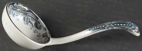 Iris Blue Green (Gold Accents) Gravy Ladle Solid Piece