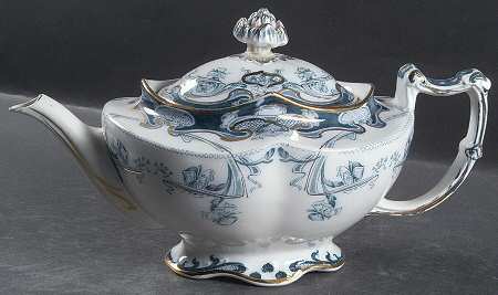 Iris Blue Green (Gold Accents) Teapot & Lid