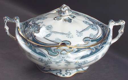 Iris Blue Green (Gold Accents) Tureen &  Lid