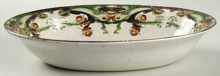 Iris Green Multicolor 10" Oval Vegetable Bowl