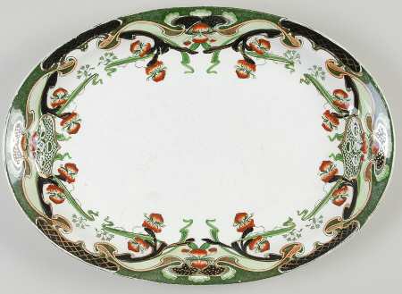 Iris Green Multicolor 13" Oval Serving Platter