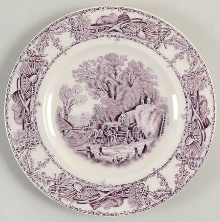 Rural Scenes Purple (Round) Bread & Butter Plate