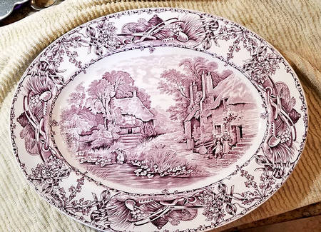 Rural Scenes Purple (Round) 16" Oval Serving Platter