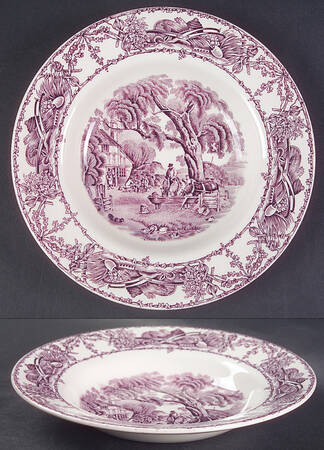 Rural Scenes Purple (Round) Rim Soup Bowl