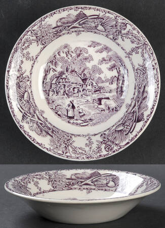 Rural Scenes Purple (Round) Fruit/Dessert (Sauce) Bowl