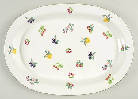 Summer Fruit (Green Trim) 13" Oval Serving Platter