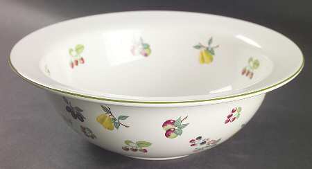 Summer Fruit (Green Trim) 9" Round Vegetable Bowl