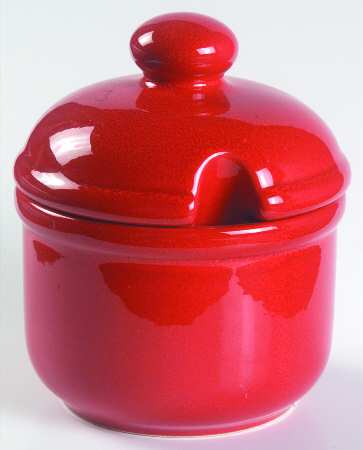 Solid Colours Red Sugar Bowl & Lid