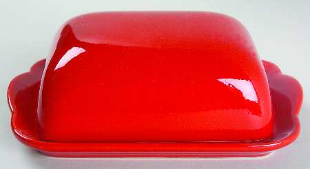 Solid Colours Red Rectangular Covered Butter