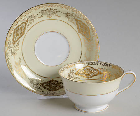 2296 (Cream Band) Footed Cup & Saucer Set