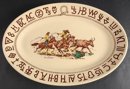 Rodeo 15" Oval Serving Platter by Wallace (American)