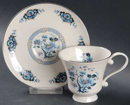 Blue Rose Footed Cup & Saucer Set