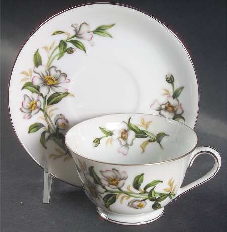 Camellia (6022, Rim Shape) Footed Cup & Saucer Set
