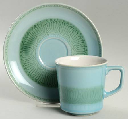 Celestial Blue Flat Cup & Saucer Set