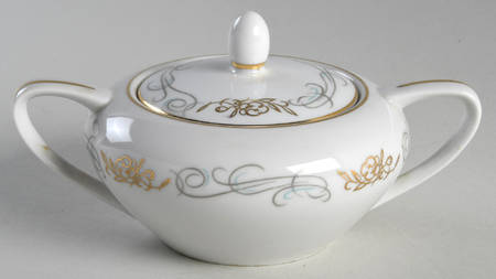 Golden Scroll Sugar Bowl & Lid