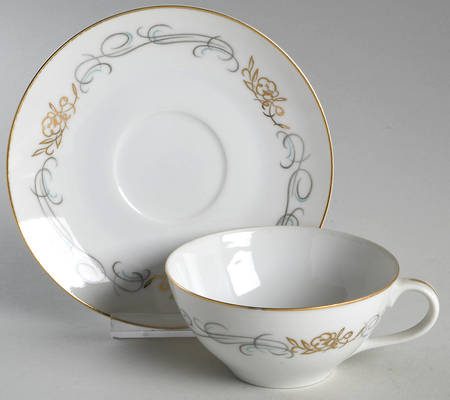 Golden Scroll Flat Cup & Saucer Set