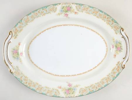 Greenleigh (All Green Border) 12" Oval Serving Platter