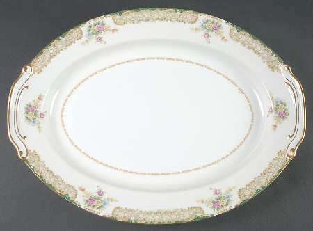 Greenleigh (All Green Border) 16" Oval Serving Platter
