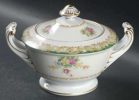 Greenleigh (All Green Border) Sugar Bowl & Lid