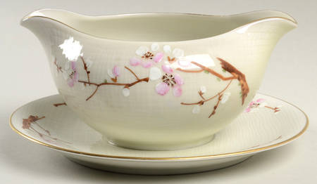Peach Blossom Gravy Boat with Attached Underplate