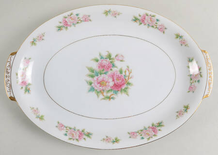 Pink Peony 15" Oval Serving Platter by Wentworth