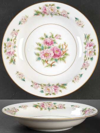 Pink Peony Rim Soup Bowl