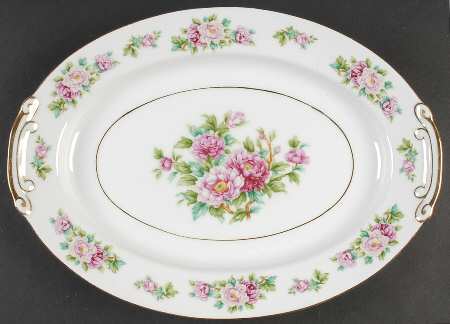 Pink Peony 14" Oval Serving Platter