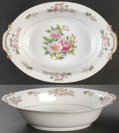 Pink Peony 11" Oval Vegetable Bowl