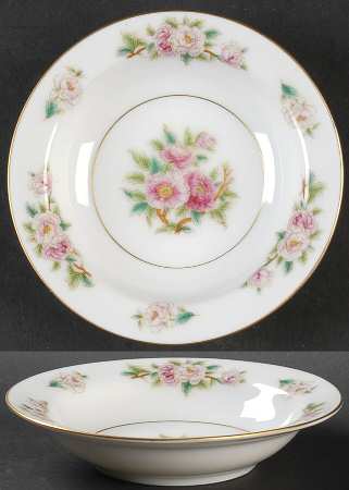 Pink Peony Rim Fruit/Dessert (Sauce) Bowl