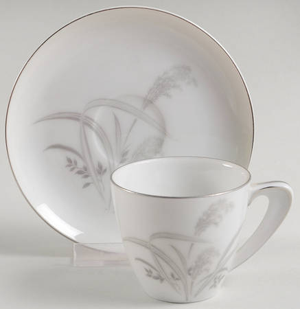 Silver Wheat Flat Demitasse Cup & Saucer Set