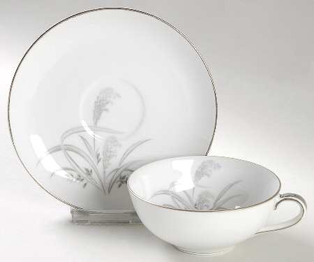 Silver Wheat Flat Cup & Saucer Set