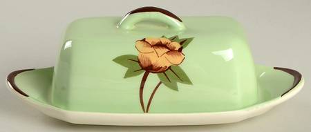 Rose Green 1/4 Lb Covered Butter by Weil Ware