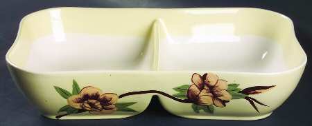 Rose Yellow Oval Divided Vegetable Bowl
