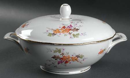 Autumn (Rim, Gold Trim) Round Covered Vegetable