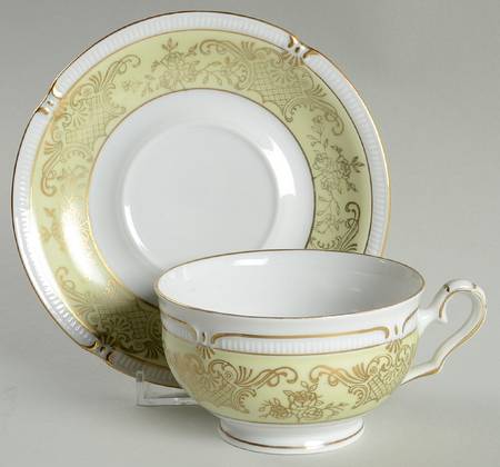 Royal Chartreuse Footed Cup & Saucer Set