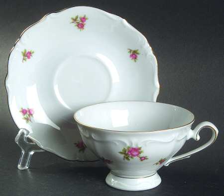 Rosebud (Rim Shape) Footed Cup & Saucer Set