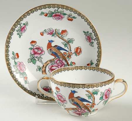 Pheasant (Smooth) Flat Bouillon Cup & Saucer by F Winkle