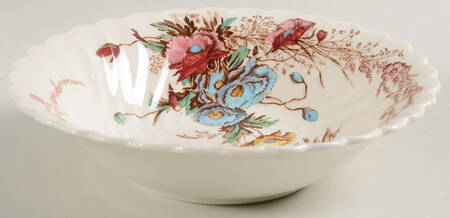 Harvest Brown Multicolor (Pink Floral Rim) Coupe Cereal Bowl