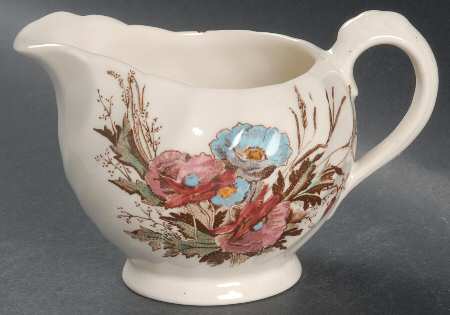 Harvest Brown Multicolor (Pink Floral Rim) Creamer