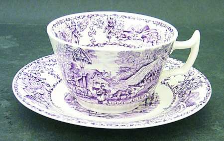 Pastoral Davenport Amethyst Flat Cup & Saucer Set