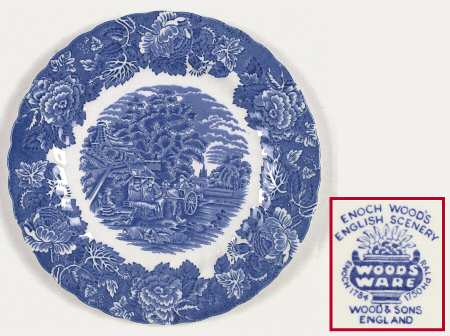 English Scenery Blue (Urn Backstamp, Swirl) by Wood &amp; Sons