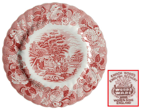 English Scenery Pink (Pink Backstamp, Swirled) by Wood &amp; Sons