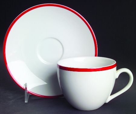 Brasserie Red Flat Cup & Saucer Set