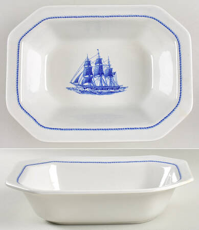 American Clipper Blue 9" Oval Vegetable Bowl
