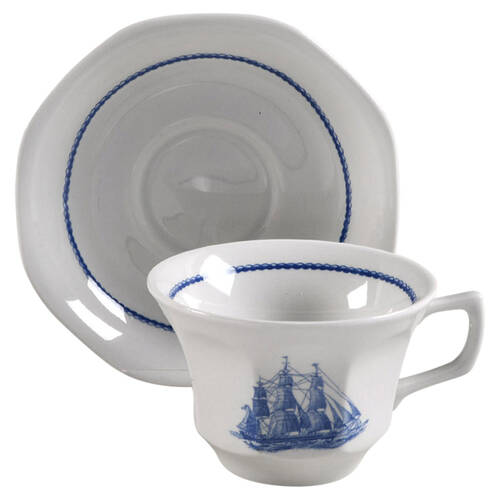 American Clipper Blue Flat Cup & Saucer Set