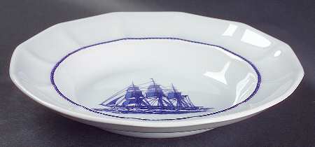 American Clipper Blue Large Rim Soup Bowl