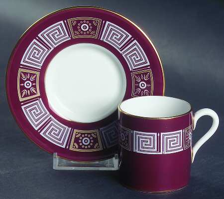 Asia Red Bond Shape Demitasse Cup and Saucer Set