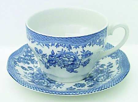 Asiatic Pheasant Blue Breakfast Cup & Cream Soup Saucer Set