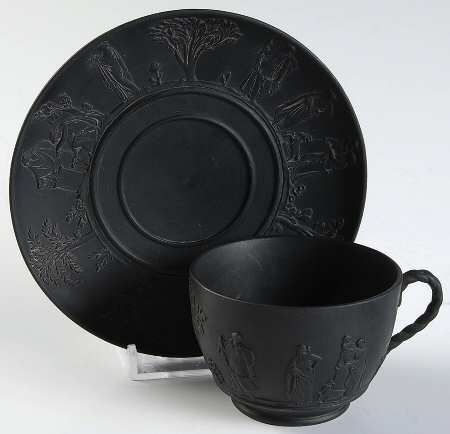 Basalt Black Flat Cup & Saucer Set