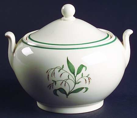 Broomgrass Green (No Trim, Green Verge) Sugar Bowl & Lid